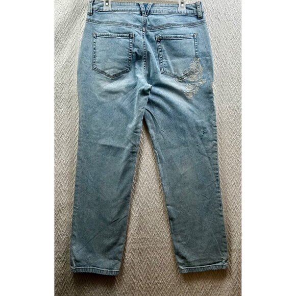 Women's Chico's Platinum Skimmer Denim Ankle Jeans Sz 0.5/US Size 6 Floral Embro - Picture 3 of 12
